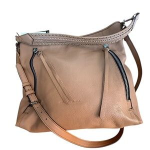 Aimee Kestenberg Pebble Leather Hobo Bag in Taupe Vachetta Leather
